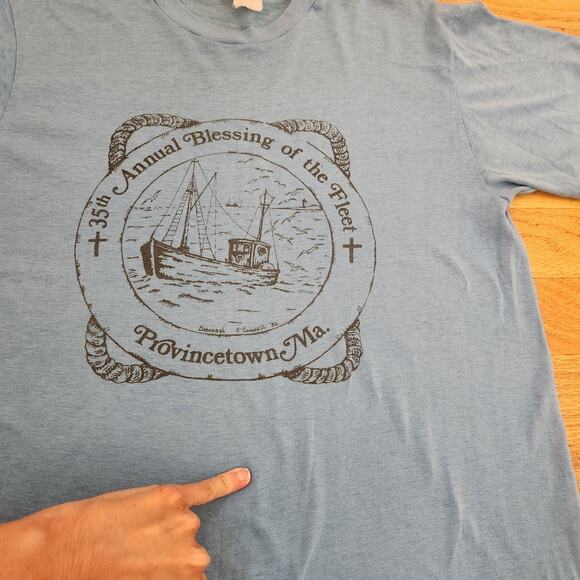 VTG 80s Annual Blessing Of The Fleet Tshirt Sz Large Providencetown MA Single - Picture 15 of 15